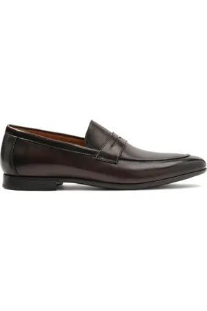 Kazar Brązowe penny loafers z gładkiej skóry