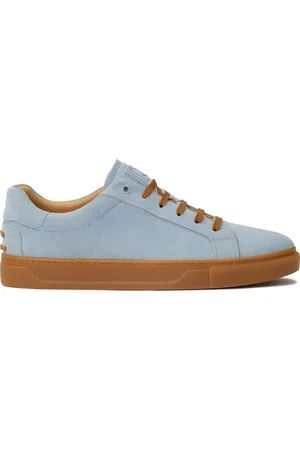 Kazar Niebieskie zamszowe sneakersy z brązowymi elementami