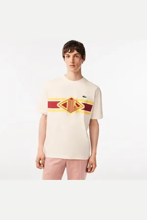 Lacoste Męski T-shirt z okrągłym dekoltem i nadrukiem Loose Fit