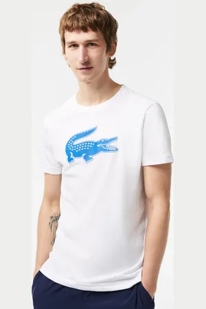 Lacoste Męski T-shirt z oddychającego dżerseju SPORT z nadrukiem z logo krokodyla 3D