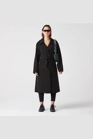 Lacoste Damski płaszcz typu trencz oversize z dwuwarstwowej piki
