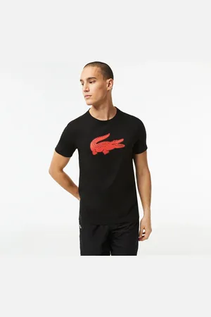 Lacoste Męski T-shirt z oddychającego dżerseju SPORT z nadrukiem z logo krokodyla 3D