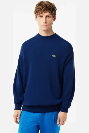 Lacoste Męski wełniany sweter Relaxed Fit z okrągłym dekoltem