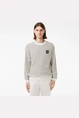 Lacoste Bawełniany sweter z okrągłym dekoltem w paski