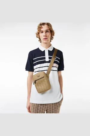 Lacoste Skórzana torba z pionowym nadrukiem monogramu