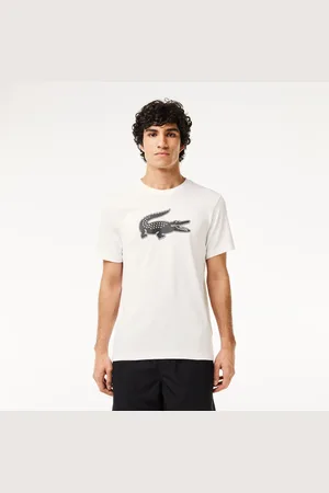 Lacoste Męski T-shirt z oddychającego dżerseju SPORT z nadrukiem z logo krokodyla 3D