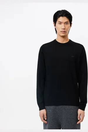 Lacoste Monochromatyczny Sweter Z Wełny Merynosów Z Okrągłym Dekoltem