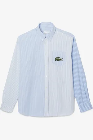 Lacoste Erkek Regular Fit Çizgili Beyaz Gömlek