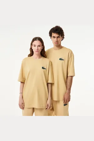 Lacoste T-shirt unisex z grubej bawełny organicznej z dużym logo krokodyla Loose Fit
