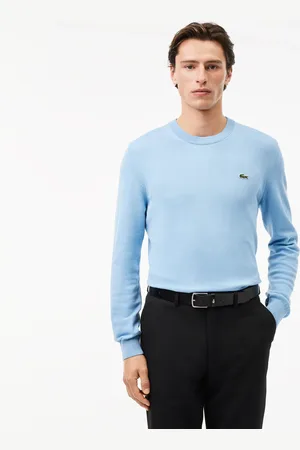 Lacoste Monochromatyczny bawełniany sweter z okrągłym dekoltem