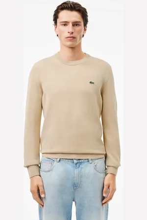 Lacoste Monochromatyczny bawełniany sweter z okrągłym dekoltem