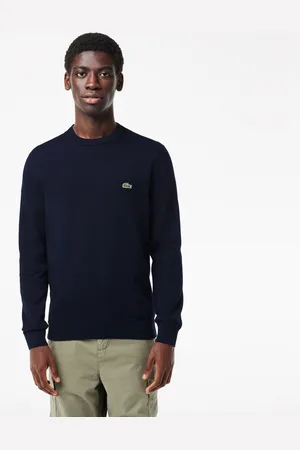 Lacoste Monochromatyczny bawełniany sweter z okrągłym dekoltem