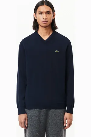 Lacoste Męski Sweter Z Bawełny Organicznej Z Dekoltem W Kształcie Litery V