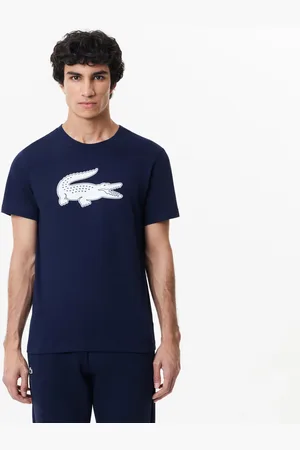 Lacoste Męski T-shirt z oddychającego dżerseju SPORT z nadrukiem z logo krokodyla 3D