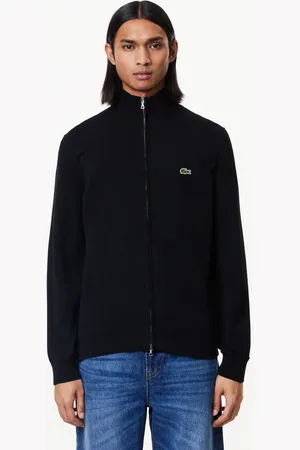 Lacoste Monochromatyczny Bawełniany Sweter Z Wysokim Kołnierzem I Zamkiem Błyskawicznym