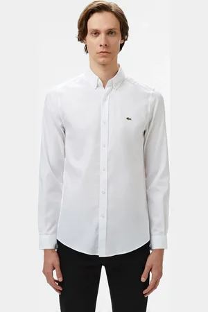 Lacoste Erkek Slim Fit Düğmeli Yaka Beyaz Gömlek