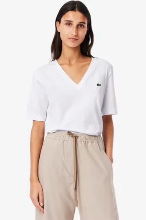 Lacoste Koszulka z dekoltem w serek z miękkiej bawełny o luźnym kroju
