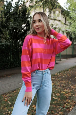 LAURELLA Sweter Lizzie Long Orange-Fuchsia