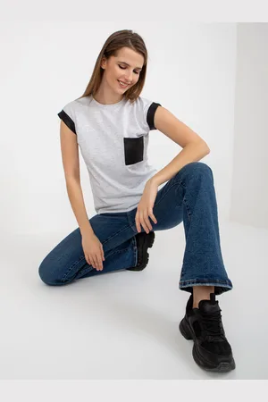 Lejdi T-shirt jednokolorowy