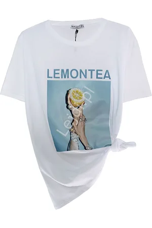 Lejdi Biały t-shirt z kryształkowym zdobieniem, Lemontea