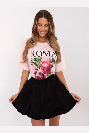 Lejdi Różowy T-shirt damski Lemon Amalfi , tshirt granat, owoce ROMA POMEGRANADE