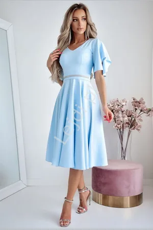 Lejdi Błękitna sukienka elegancka na wesele, na koktajl party, komunię, święta 0103