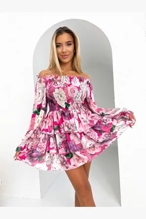 Limonka Sukienka z falbanami różowa Sonny W16