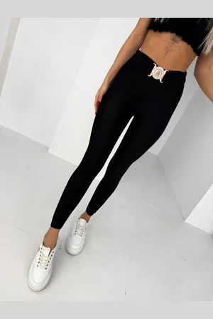 Limonka Spodnie legginsy z paskiem lycra czarne 36A
