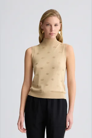 Liu Jo Liu Jo Knit Top With Logo And Rhinestones