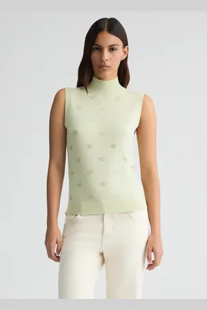 Liu Jo Liu Jo Knit Top With Logo And Rhinestones