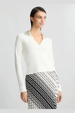 Liu Jo Liu Jo White Polo Shirt With Bejewelled Embellishment