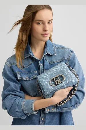 Liu Jo Liu Jo Small Denim Lapuffy Bag With Rhinestones
