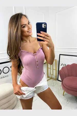 Madeline Fashion Body Prążkowane Złote Guziki Wrzosowe Vivi