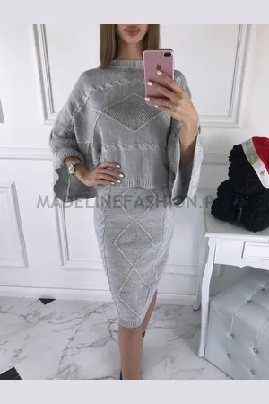 Madeline Fashion KOMPLET SWETERKOWY VERONA JASNO SZARY