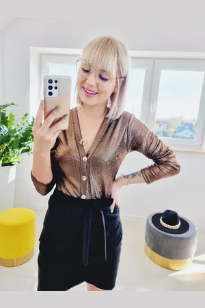 Madeline Fashion Body Brokatowe zapinane na guziki Zote