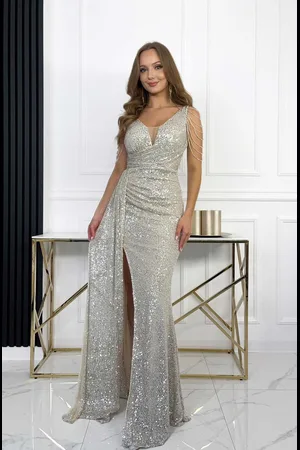 Madeline Fashion Sukienka Cekinowa Dopasowana Odelia Srebrna