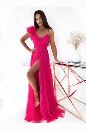 Madeline Fashion Sukienka Maxi Tiulowa Milagros Fuksja