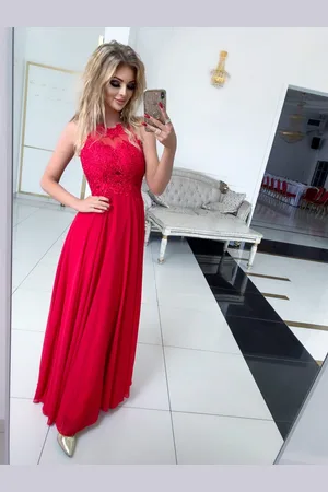 Madeline Fashion Sukienka Bugatti Długa Czerwona