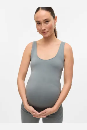 Mama;licious Krój Bodycon Głęboki Okrągły Dekolt Koszulka Bokserska