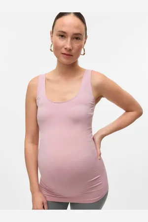 Mama;licious Krój Bodycon Głęboki Okrągły Dekolt Koszulka Bokserska