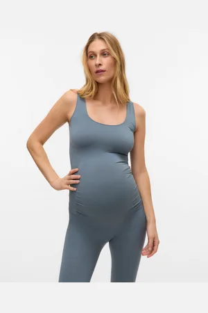 Mama;licious Krój Bodycon Głęboki Okrągły Dekolt Koszulka Bokserska
