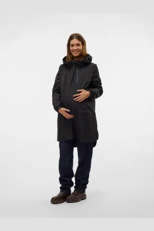 Mama;licious Wysoki Stojący Kołnierz Elastyczne Mankiety Płaszcz