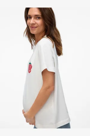 Mama;licious Krój Regularny Okrągły Dekolt T-shirt