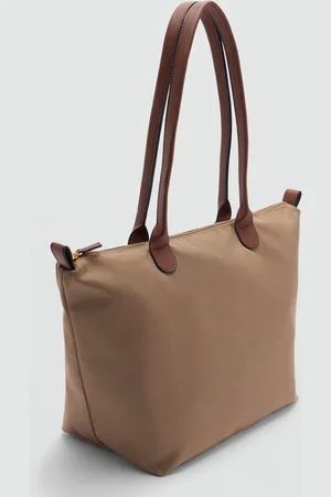 MANGO Torba shopper średni brązowy