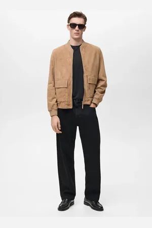 MANGO Kurtka bomber skórzana zamszowa