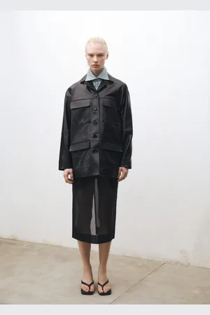 MANGO Kurtka skórzana oversize z kieszeniami