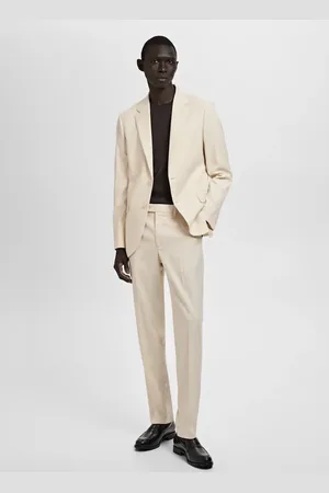 MANGO Marynarka garniturowa Milan slim fit kremowy / écru