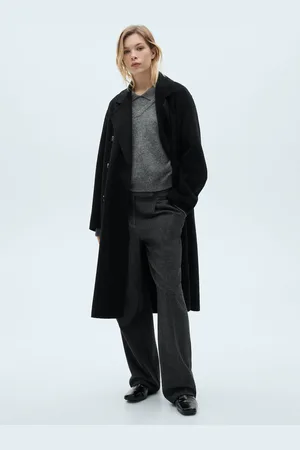 MANGO Płaszcz wełniany handmade oversize