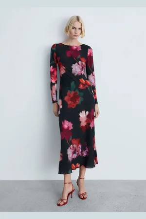 MANGO Sukienka midi z nadrukiem w kwiaty