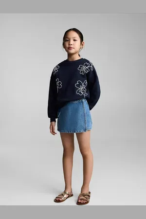 MANGO Bluza bawełniana z haftowanymi kwiatami
